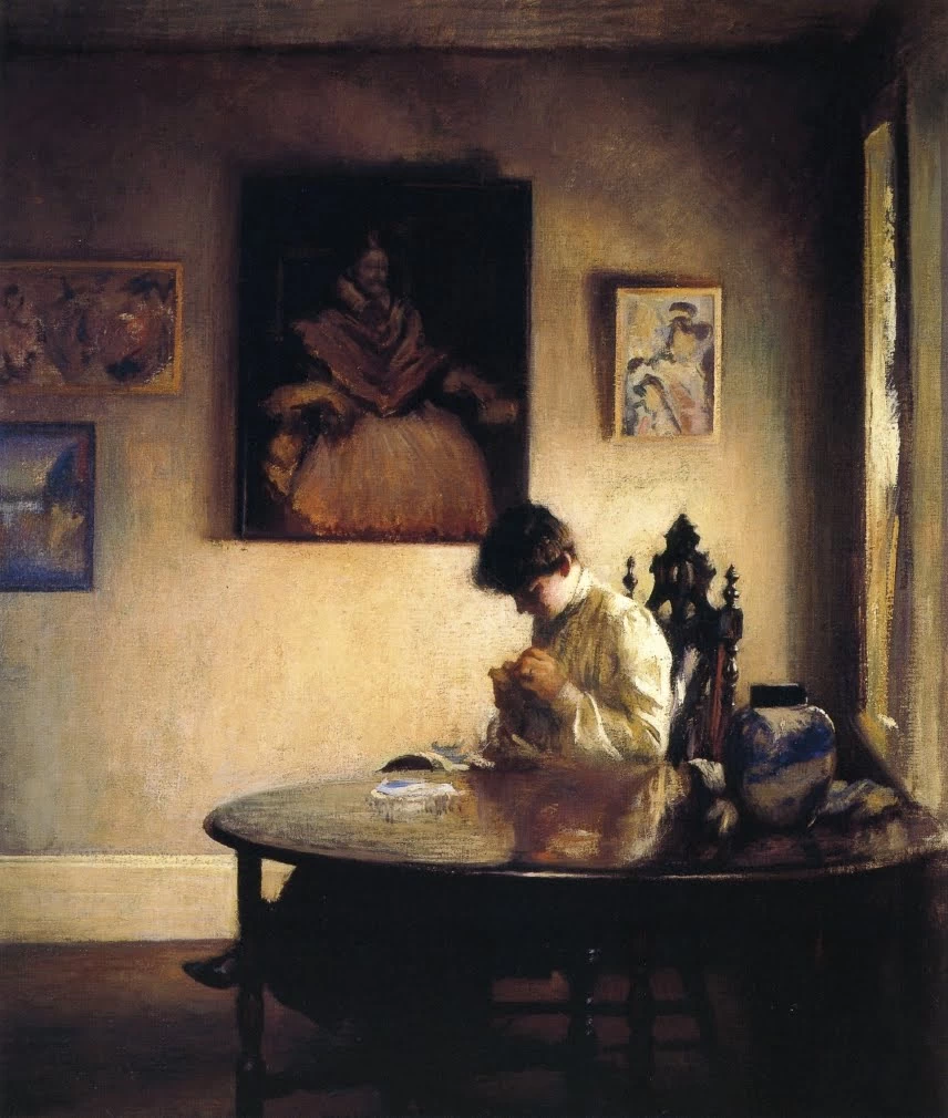 Edmund Tarbell - 108, Una ragazza che lavora all'uncinetto